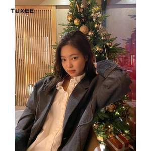 正品tuxee金智妮jennie同款衣服2020秋冬新款灰色休闲西装外套女