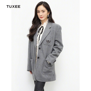 正品tuxee明星杨幂同款衣服女冬装新款灰色西装外套英伦风小西服