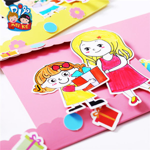 母亲节礼物手工diy抽拉式花束贺卡幼儿园儿童创意新款制作材料包