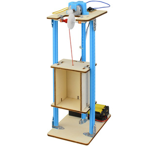 stem科学技术小制作电动升降机电梯模型青少年创客拼装教育玩具
