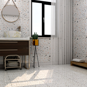 北欧风彩色亮光水磨石地砖阳台地面仿古砖餐厅瓷砖厨房卫生间墙砖