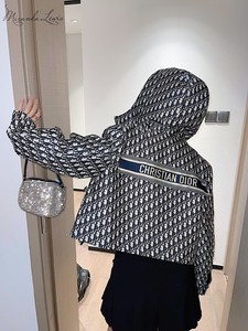 dior/迪奥 21fw 新款休闲老花字母提花连帽短款工装夹克男外套女