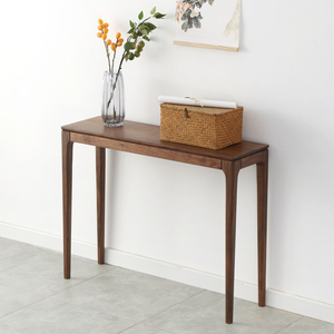 黑胡桃实木玄关桌靠墙玄关台条案条几小户型供桌案台超窄日式条桌