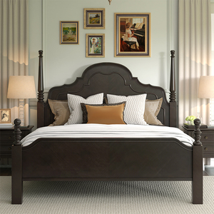 美式乡村实木复古做旧床简美四柱子婚床定制卧室家具公主床双人床