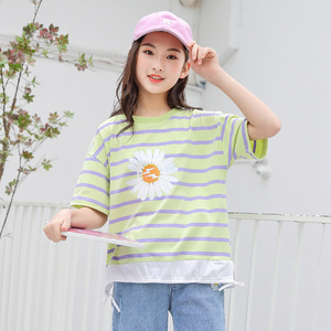 儿童女大童短袖t恤2020新款夏装13-15岁上衣潮夏季纯棉打底衫童装