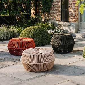 北欧户外圆凳编织凳子庭院阳台椅子茶几组合样板房休闲家具