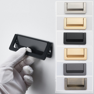 黑色抽屉床头柜暗扣灰色平拉手榻榻米隐形明装简约金色暗拉手96mm