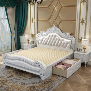欧式实木床主卧双人1.8米白色