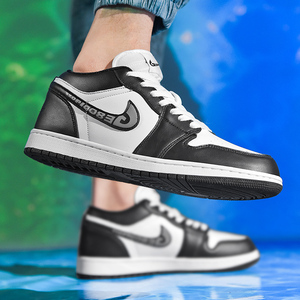 官网正版摩耐克韩版aj男鞋低帮黑白北极狐夏季新款休闲运动鞋女鞋