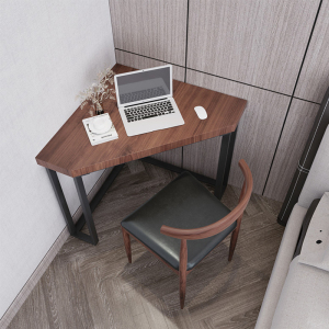 实木书桌家用三角桌小户型转角桌墙角落电脑桌卧室松木学生写字台