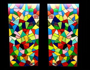 彩色艺术教堂马赛克拼接玻璃装饰门吊顶穹顶花彩绘太阳雨棚隔断墙
