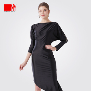 00深圳纳艺服饰淘宝ny纳艺女款黑点网贴花摩登舞裙连衣裙练拉丁舞裙