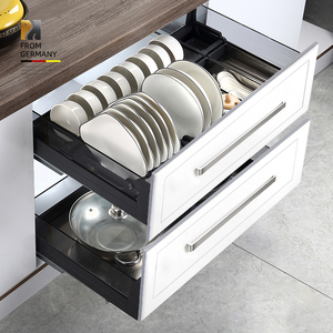 橱柜拉篮厨房缓冲阻尼抽屉式锅碗架内置双层304不锈钢收纳碗碟篮