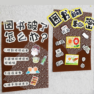 创意图书主题墙面区角区域活动墙饰学校室内装饰布置材料幼师口袋