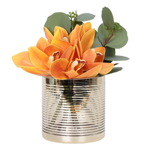 轻奢现代橙色惠兰仿真花艺样板房茶几卫生间酒店洽谈桌高档装饰花