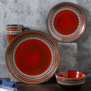 陶瓷盘菜盘 家用欧式复古创意个性网红8寸西餐盘牛排盘微波炉餐具