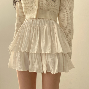 白色蛋糕裙半身裙短款