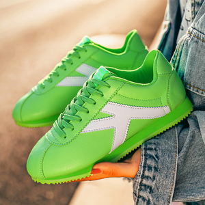 秋冬季情侣运动跑步阿甘鞋男鞋青少年学生ins鞋子男百搭绿色潮鞋