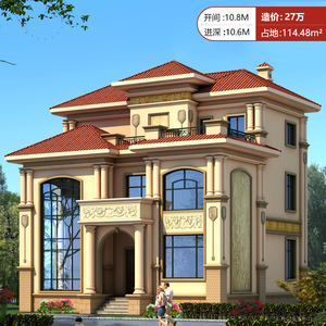 m311三层乡村欧式小洋楼二层半别墅设计图纸全套