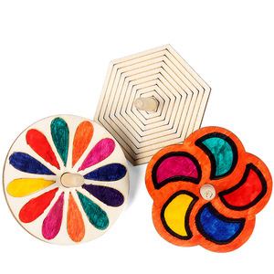 白坯diy原木陀螺 填色涂色彩绘幼儿园手工制作材料包创意涂鸦玩具
