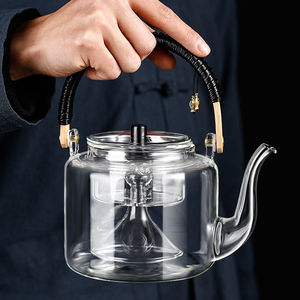 玻璃提梁煮茶壶电陶炉煮茶器家用耐热纯手工泡茶壶茶具套装烧水壶