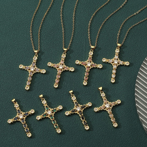 新款女式时尚饰品宗教十字架吊坠复古欧美项链跨境货源necklace