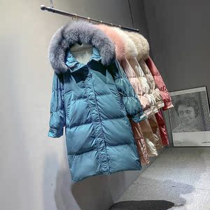 雅鹿贝贝同款ibell张韩版加厚2021年新款女连帽长款白鸭绒羽绒服