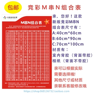 体育彩票店体彩投注站用品 竞彩m串n组合表 竞彩宣传资料投注资料