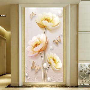 3d立体竖版8d玄关走廊过道背景墙壁纸装饰玄幻壁画简约现代钻石画