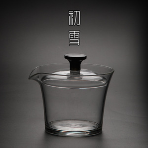 日式玻璃盖碗单个绿茶茶盏泡茶杯透明功夫茶具手抓壶茶碗带盖