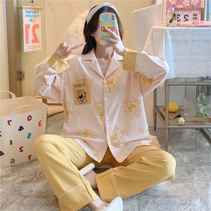 罗丽丝专柜睡衣女春秋款长袖网红爆款新款大码夏季家居服两件套装