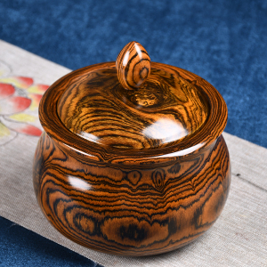 墨西哥黄花梨茶叶罐创意实木摆件花梨木整料制作木质工艺品茶罐
