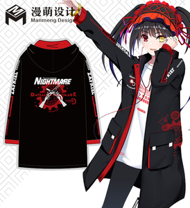 狂三约会大作战动漫周边中长款黑色连帽风衣二次元风衣秋冬款衣服