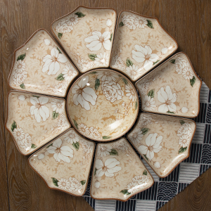 组合拼盘子菜盘家用扇形