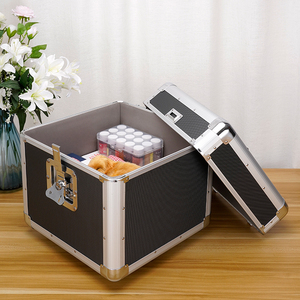 家用带锁铝合金储物箱文件收纳盒上锁的整理箱木箱子装书收纳箱铁