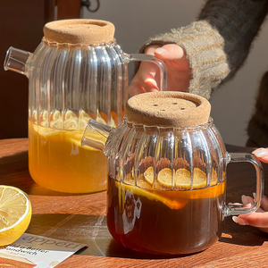 ins风日式复古冷水壶玻璃高颜值耐高温家用凉开水壶套装水果茶壶