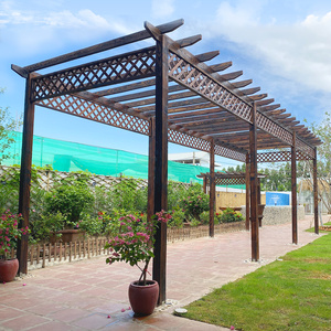 碳化木葡萄架户外紫藤廊架实木庭院花架防腐木阳台凉亭非金属铁艺