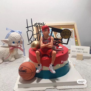 男神生日蛋糕装饰摆件天才篮球小子配件男生小男孩烘焙甜品台装扮