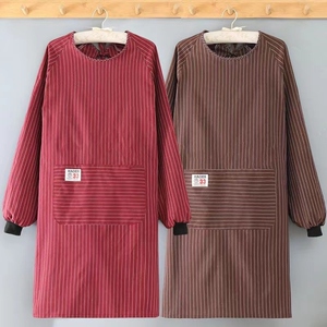 倒穿衣女大人罩衣韩版时尚长袖围裙 男女成人可爱护衣纯棉罩衣.