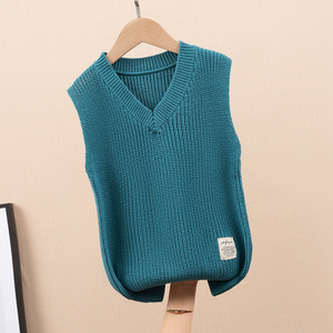 儿童针织马甲中大童春秋款男童棒针坎肩男孩女孩洋气女童毛衣背心