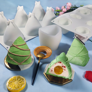 端午节6连粽子慕斯蛋糕模具硅胶DIY三角水晶粽法式甜点冰激淋磨具