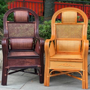 藤椅椅子天然真藤办公椅护腰休闲家用老人高靠背藤椅客厅滕椅单人