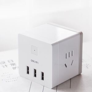 得力usb魔方无线智能插座转换器插头插线板多功能插排充电正方体