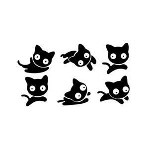 可爱小猫咪纹身贴暗黑系黑色小图案动物文身贴纸防水男女个性简约