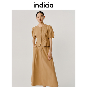 indicia两件套纯棉气质上衣半身裙时尚套装秋季商场同款标记女装