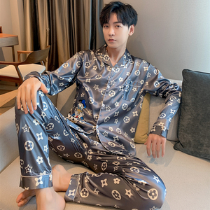 ing&lv/缨旅睡衣男士春秋冰丝2021新款长袖薄夏季青少年家居服真