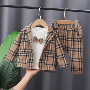 儿童西装三件套宝宝外套洋气1-3岁男童正装韩版0婴儿时髦潮童套装