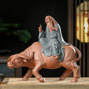 宇轩禅意陶瓷老子出关雕塑摆件骑牛老子像办公家居装饰工艺礼品老
