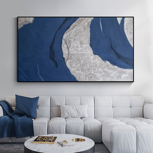 纯手绘油画抽象客厅沙发背景墙挂画大幅肌理壁画样板房别墅横版画