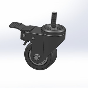 两款75轴式万向脚轮刹车脚轮3d图纸打包三维模型图纸